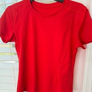 Women's Fitted Red Short Sleeve Top